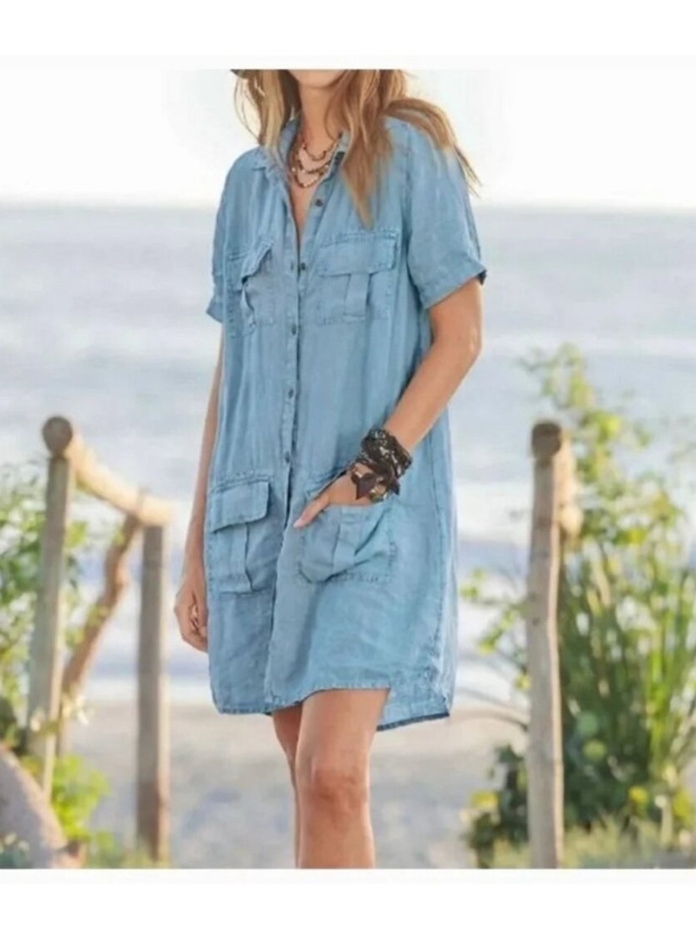 Sundance linen light blue dress